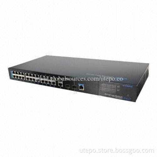 24 Ports 10/100Mbps Managed PoE Ethernet Switch with 1,000Mbps Optical/Ethernet Uplink Ports